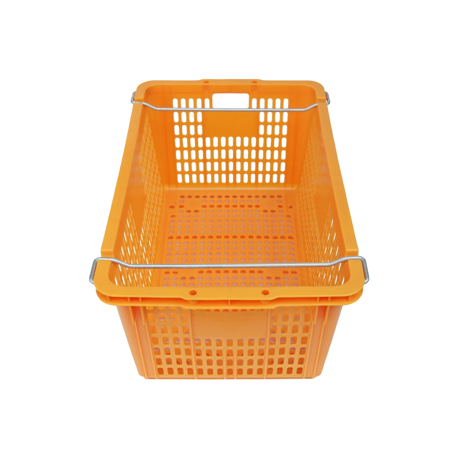 Orange ventilated distribution basket from company product photography