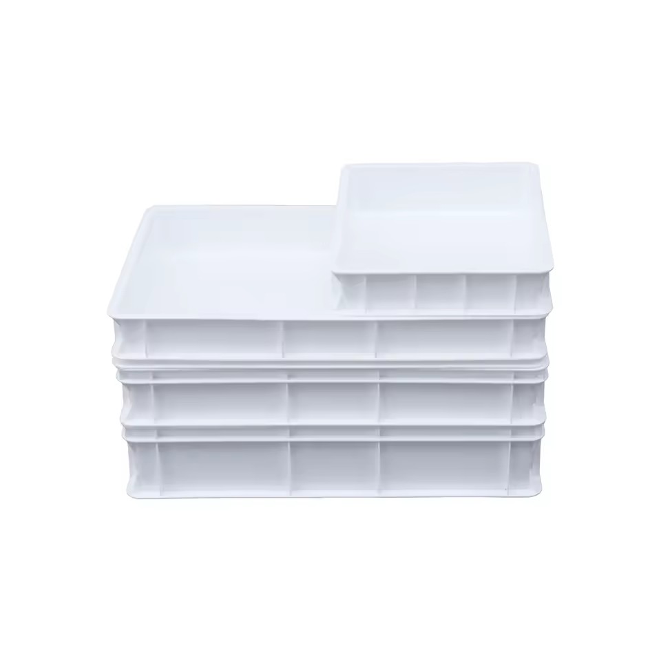 White JOIN Plastic pizza dough proofing boxes shown stacked