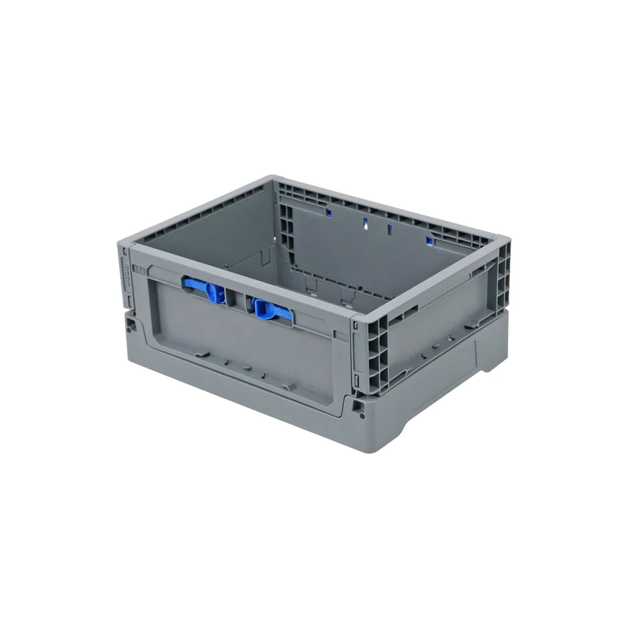 Grey EUO4316 version A folding container with blue catches